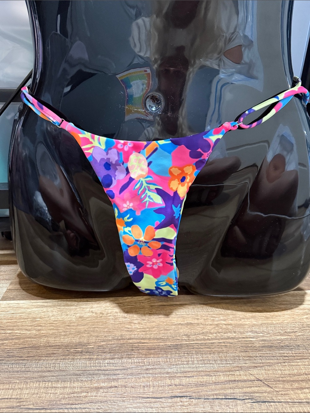 Multi color thong bikini bottoms